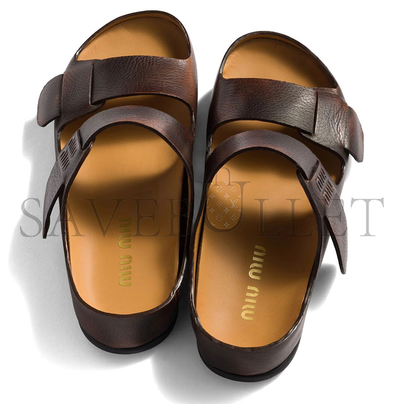 MIU MIU BLEACHED LEATHER SANDALS 5XX674